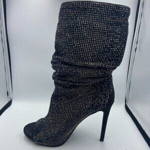 Jessica Simpson Rhinestone Rinnah Calf Booties Open Toes Size 6